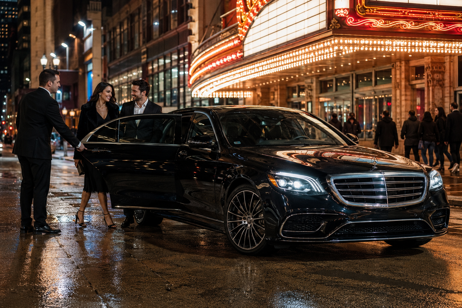 Group using chauffeured transportation for a concert in Chicago
