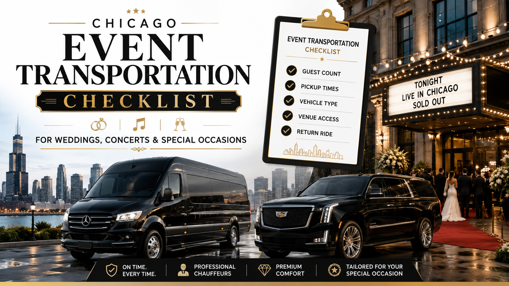 Chicago Event Transportation Checklist for Weddings, Concerts and Special Occasions